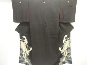 アンティーク　錦紗鳳凰に寺塔模様刺繍留袖